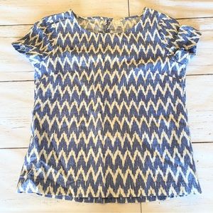 J Crew ikat chevron linen and cotton top